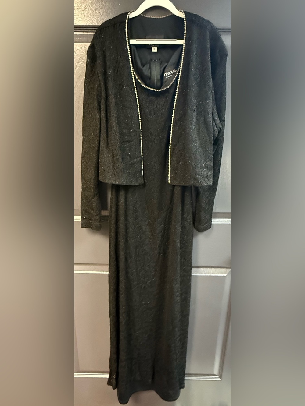 Onyx Nite Black Long Sleeve Evening Dress with Jacket